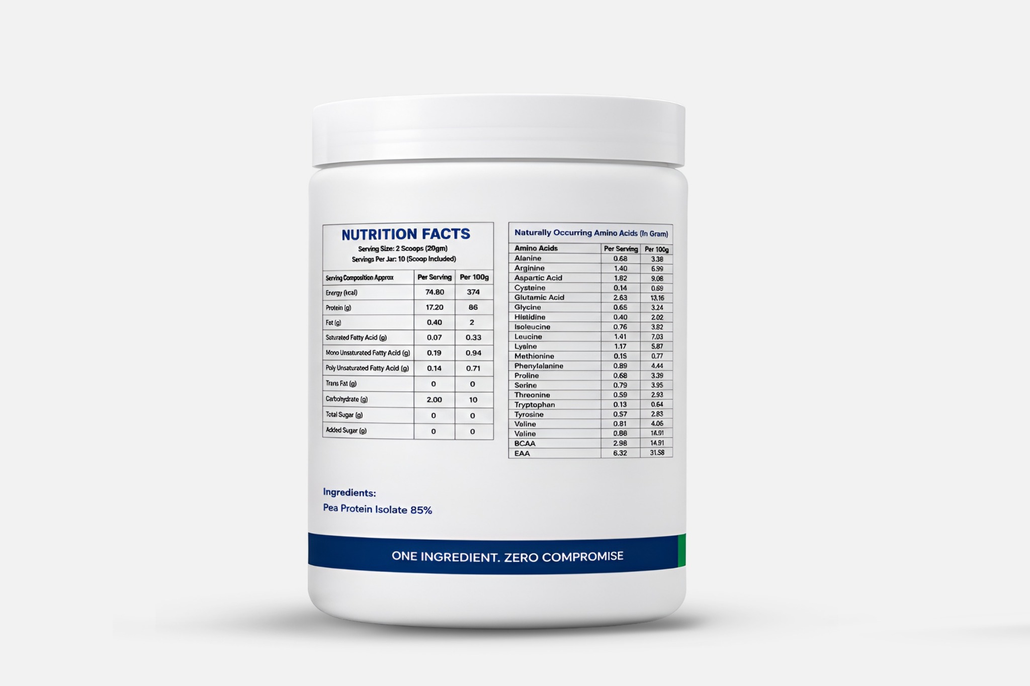 MyNurture Protein Powder nutrition label